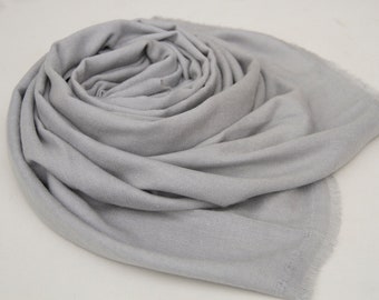 Châle en cachemire, écharpe de voyage en pashmina, faite main gris clair, étole châle