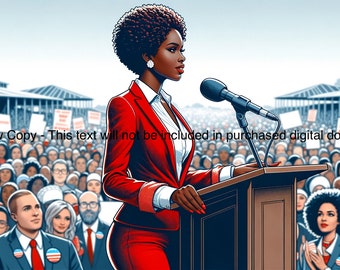 Imágenes digitales: Mujer afroamericana dando un discurso