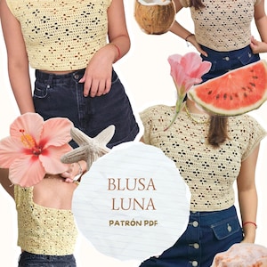 PATRÓN PDF- Blusa verano flores caladas tejida a crochet- Instrucciones paso a paso idioma ESPAÑOL