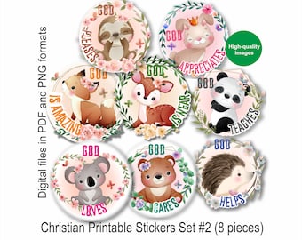 Christian stickers printable, Digital download stickers, Printable Scripture Bible verse stickers