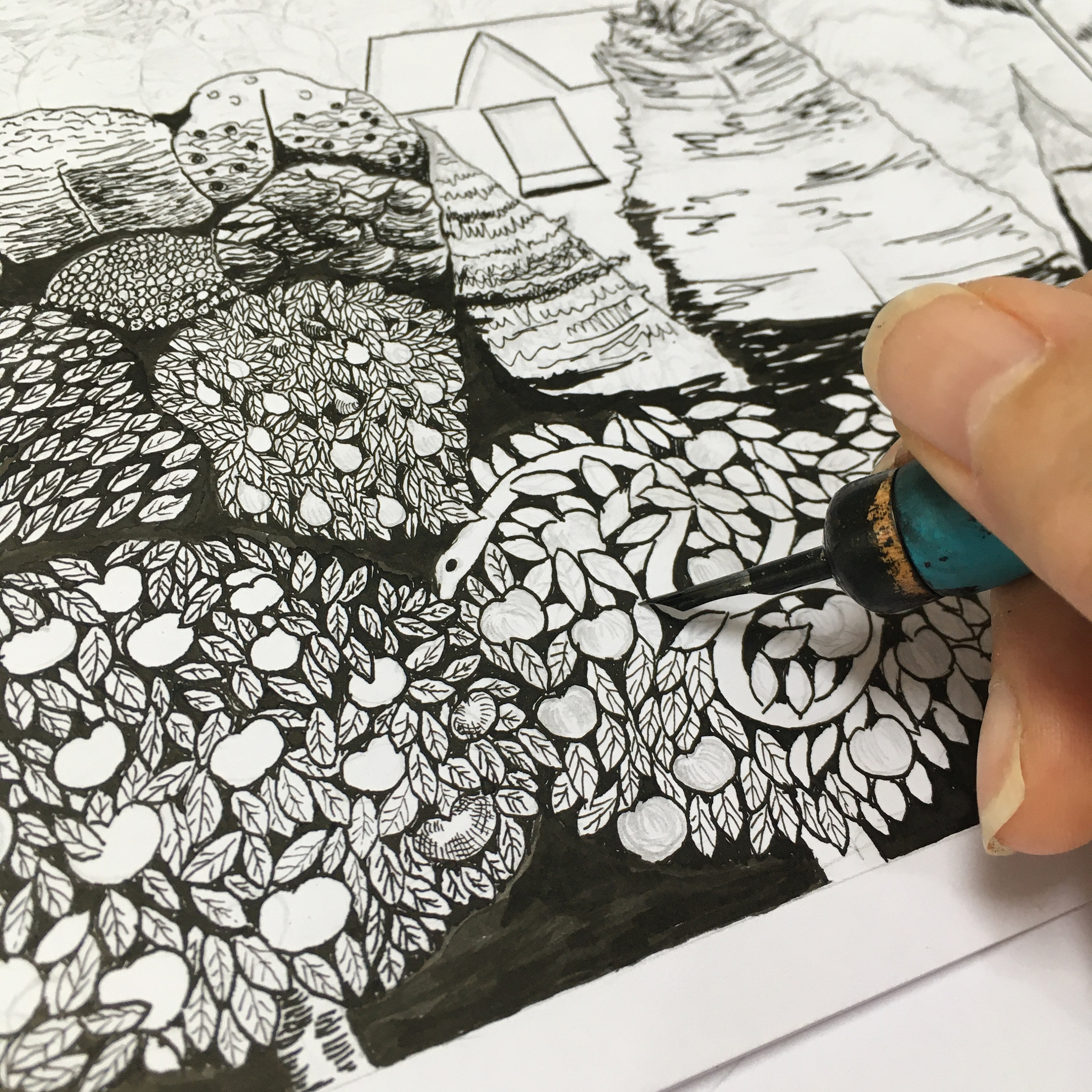 House of Eden Dream Cottage in the Woods Pen and Ink Giclee Print - Etsy
