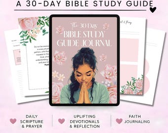 30-Day Bible Study Journal: Scripture, Devotionals, Prayer (Digital Download)
