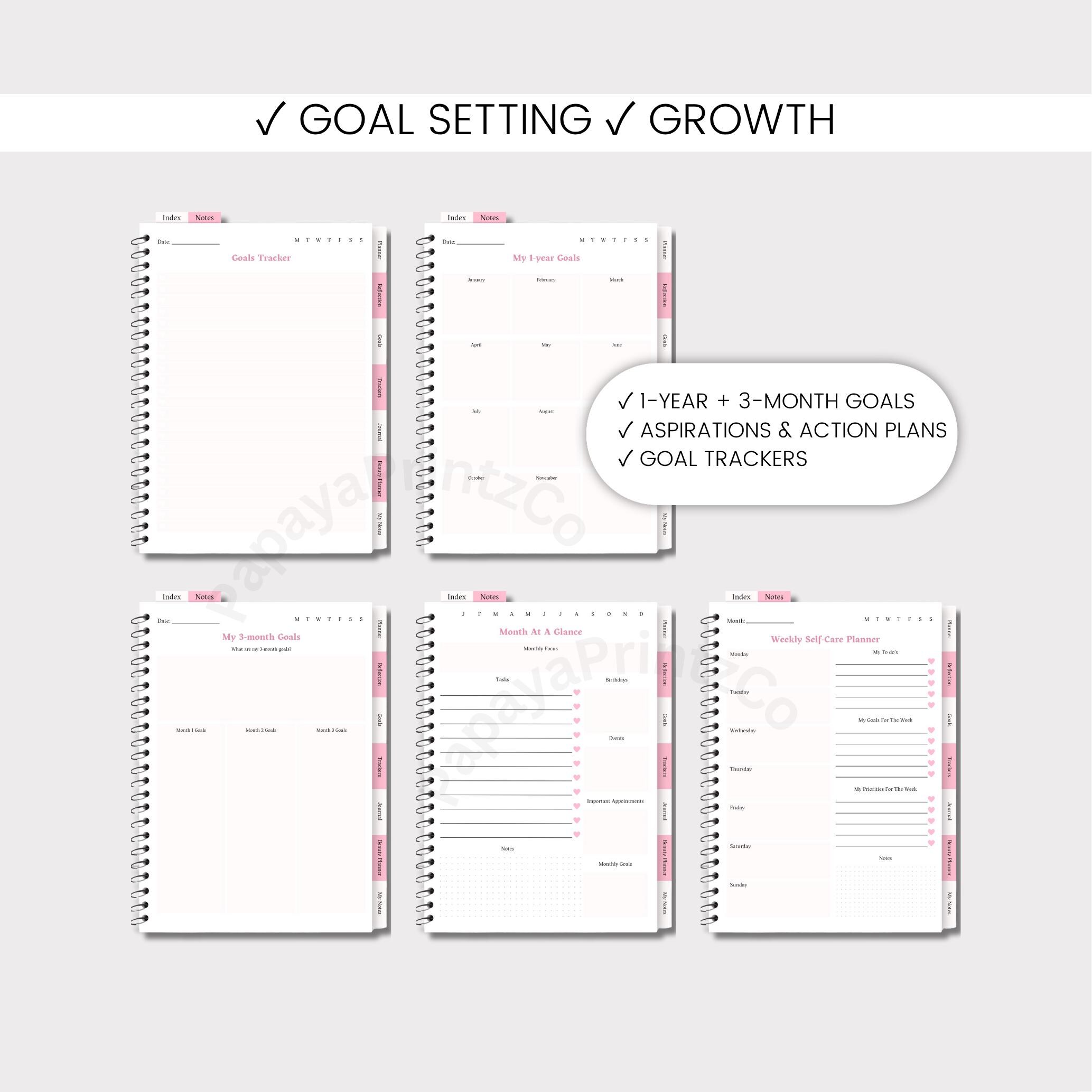Glow up Planner: Digital Self-improvement Journal (printable PDF) - Etsy
