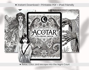Livro de colorir ACOTAR: Arte de fantasia da Corte Noturna de Velaris (download digital em PDF)