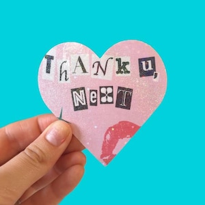 Thank U, Next Heart Ariana Grande Inspired Glitter Heart Vinyl Sticker