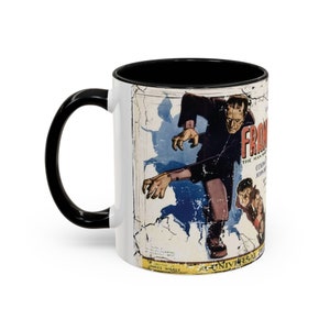 Frankenstein Monster Halloween Coffee Mug, Classic Horror Movie Poster on Ceramic Cup