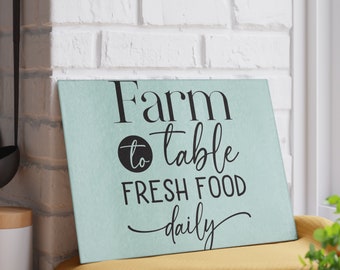 Farm To Table Fresh Food Glass Cutting Board Gift Idea For Mom, Cute Quote Kitchen Chopping Board Present For Mother.