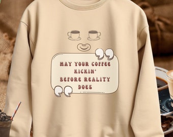Retro Coffee Vibes Sweater - Stay Cozy on the Go Budget-Friendly Travel Sweatshirt, funny Coffee Kickin Sweatshirt for a Caffeine Fix travel