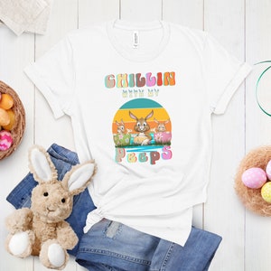 vintage easter shirt, happy easter shirt, easter Bunny shirt, travelistaph apparel, easter vintage shirt, chillin with my peeps shirts zdjęcie 7