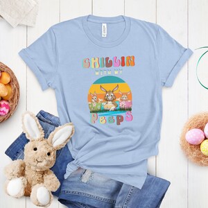 vintage easter shirt, happy easter shirt, easter Bunny shirt, travelistaph apparel, easter vintage shirt, chillin with my peeps shirts zdjęcie 5