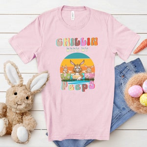 vintage easter shirt, happy easter shirt, easter Bunny shirt, travelistaph apparel, easter vintage shirt, chillin with my peeps shirts zdjęcie 6