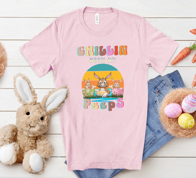 vintage easter shirt, happy easter shirt, easter Bunny shirt, travelistaph apparel, easter vintage shirt, chillin with my peeps shirts zdjęcie 6