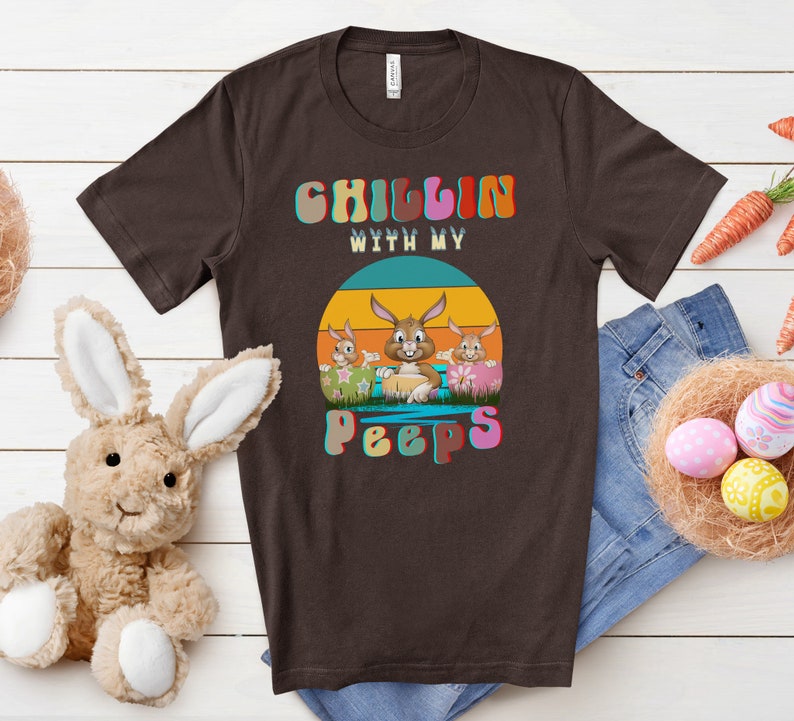 vintage easter shirt, happy easter shirt, easter Bunny shirt, travelistaph apparel, easter vintage shirt, chillin with my peeps shirts zdjęcie 4