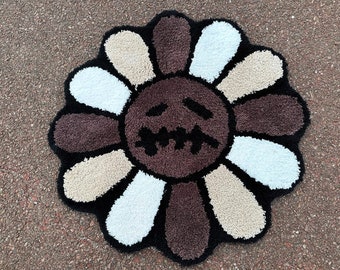 T Scott x Murakami Rug | Tufted Murakami Carpet | Anti Slip Smiley Flower Mat | Hip hop Inspired Area Rug