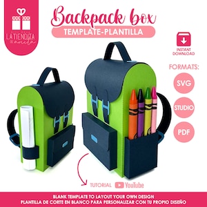 Plantilla de caja de regalo para mochila escolar, archivo SVG de mochila 3D para Silhouette y Cricut, obsequio de regreso a clases para maestros y estudiantes
