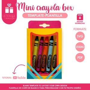 Mini modèle de boîte de visière Crayola, crayon de cire à colorier fichier SVG pour silhouette et Cricut, cadeau de rentrée pour les enseignants et les étudiants