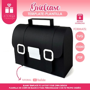 Suitcase Favor Box Template, 3D Paper Suitcase DIY, Briefcase Box SVG, Cutfile for Silhouette & Cricut