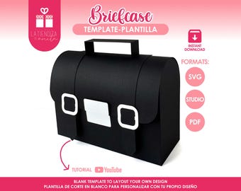 Plantilla 3D para caja de regalo con forma de maleta (SVG, PDF)