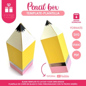 Pencil Favor Box Template, 3D Pencil SVG File for Silhouette and Cricut, Back to School Gift for Teachers & Students