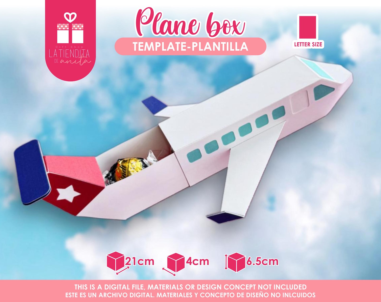 Airplane Box Template, 3D Plane Party Favors for Aviation Birthday ...