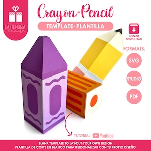 3D Crayon Pencil Favor Box Template: SVG, PDF (Digital Download)