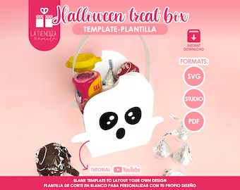 Ghost Treat Box Template, Halloween Party Favors SVG (Digital Download)