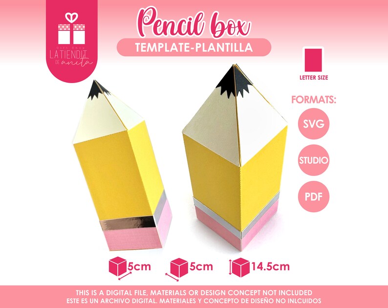 Pencil Box Template, Back to School Gifts for Students, Teacher ...