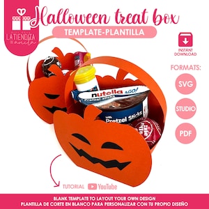 Modèle de boîte de bonbons Halloween, des bonbons ou des sorts citrouille sac SVG, cadeau d'Halloween, décoration de fête de saison fantasmagorique, cadeaux d'Halloween pour les enfants