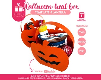 Pumpkin Favor Box Template, Halloween Treat Box SVG (Digital download)