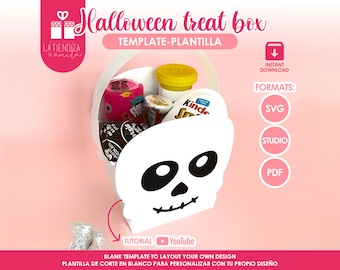 Skull Treat Box Template, Halloween Party Favors SVG (Digital Download)