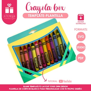 Crayola Visor Box Vorlage, Wachsmalstift Malvorlage SVG-Datei für Silhouette und Cricut, Schulanfang Geschenk für Lehrer & Schüler