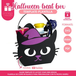 Modèle de boîte de friandises Halloween, sac de bonbons des bonbons ou des sorts SVG, cadeau d'Halloween, décoration de fête de saison fantasmagorique, cadeaux d'Halloween pour les enfants