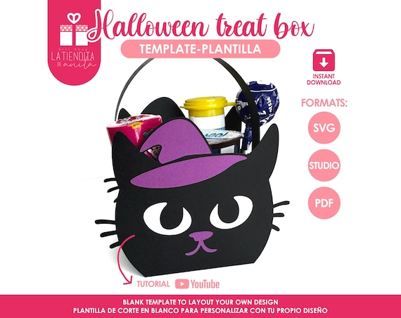 Halloween Treat Box Template, Trick or Treat Candy Bag SVG, Halloween Party Favor, Spooky Season Party Decor, Halloween Gifts for Kids