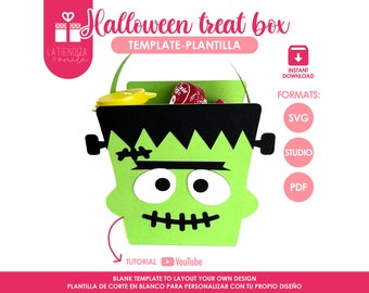 Frankenstein Treat Box Template, Halloween Party Favors SVG (Digital Download)