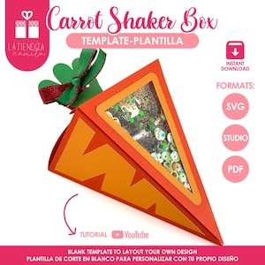Carrot Favor Box Template for Easter Gifts, SVG Carrot Box with Shaker, Bunny Party Treat Boxes, Spring Celebration, DIY Easter Decor