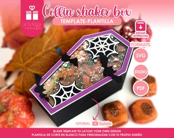 3D Coffin Shaker Box Template, Halloween Candy Box SVG (Digital Download)
