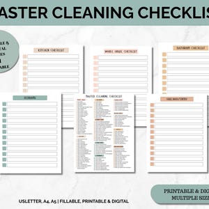 Master Cleaning Checklist, Cleaning Planner, Home Cleaning Schedule, Printable and Fillable Master Cleaning Checklist