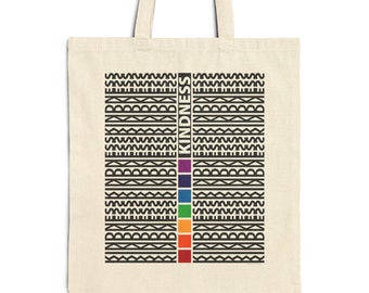 Bolsa de tela con mensaje "Bondad Orgullo" - Bolsa de lona LGBTQ+ - Bolsa de mercado con gráfico de arcoíris - Mochila reutilizable - Regalo inclusivo - Para llevar a diario
