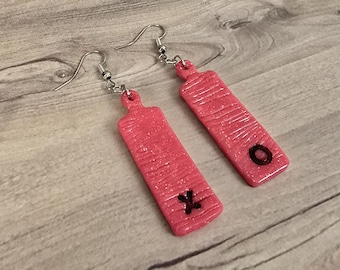 Mini pendientes colgantes de paleta: joyas eróticas y encantadoras, pendientes de paleta BDSM de arcilla polimérica con purpurina rosa, accesorio divertido para mocosa, hechos a mano.
