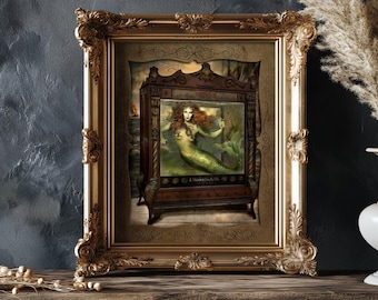 Fiji Mermaid pop-surreal print gothic home decor dark academia art