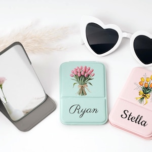 Custom Small Mirror, Personalized Handheld Makeup Mirror, Bridesmaid Proposal Gift, Birthday Gift for Her, Foldable Makeup Mirror for Women