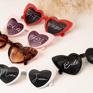 Customized Trendy Heart-Shaped Sunglasses for Bridesmaids, Unique Bridesmaid Sunglasses, Bachelor Party Gifts,Party Souvenirs