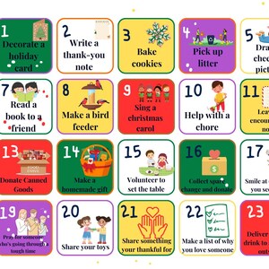 Tarjeta de actividades de Adviento interactiva, Lista de deseos, Calendario de Adviento para niños, Calendario de Adviento 2024, Cuenta regresiva para Navidad, Rellenos para el Calendario de Adviento