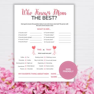 Mother&#39;s Day Trivia Game Bundle, Adult & Kids Editions Included, Printable Mother&#39;s Day Gifts, Interactive Fun Game for Mother&#39;s Day Party