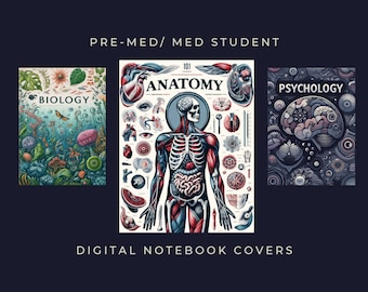Cubiertas para cuadernos digitales para estudiantes de pre-medicina y medicina: compatibles con GoodNotes y Notability, diseños de cursos médicos temáticos