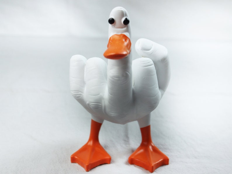 Middle finger duck statue duck you spoof middle finger desktop decoration resin crafts ornaments #C