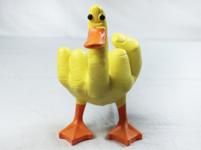 Middle finger duck statue duck you spoof middle finger desktop decoration resin crafts ornaments #B