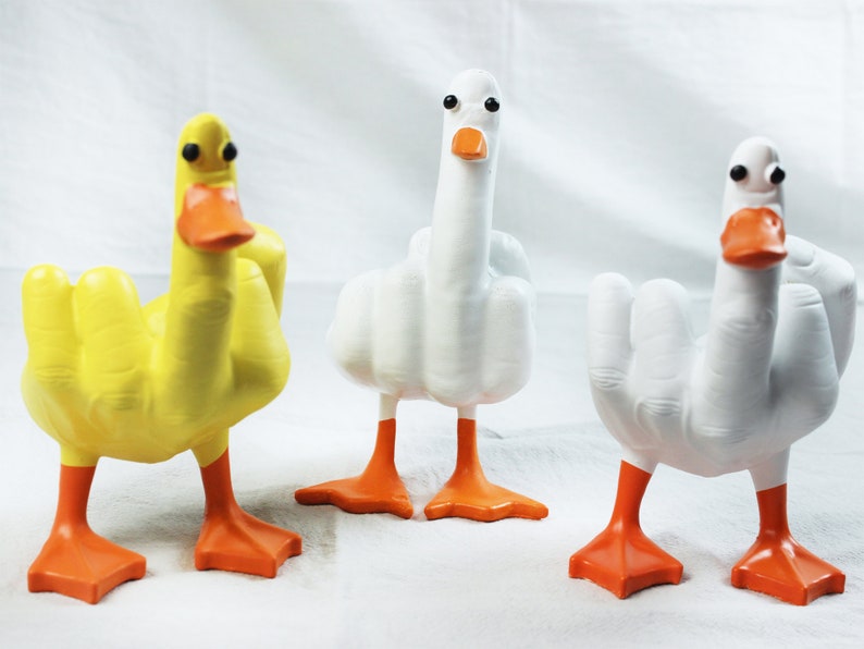 Middle finger duck statue duck you spoof middle finger desktop decoration resin crafts ornaments image 1