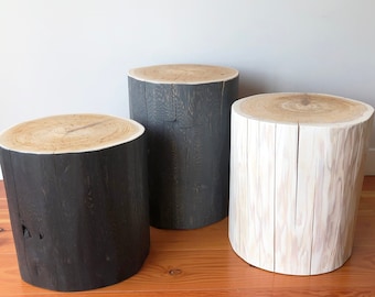 Quick turnaround! Large size Reclaimed cedar log, Stump end table, handmade in BC by Second Life Cedar, Makers of ethical wood products