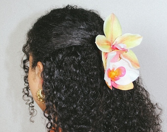 Flower Claw Clip Hair Accessory | Tropical Orchids Flower Hair Clip | Handmade | Summer | Wedding | Holiday